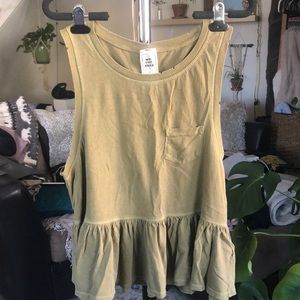 We The Free Free People Olive Peplum Tank